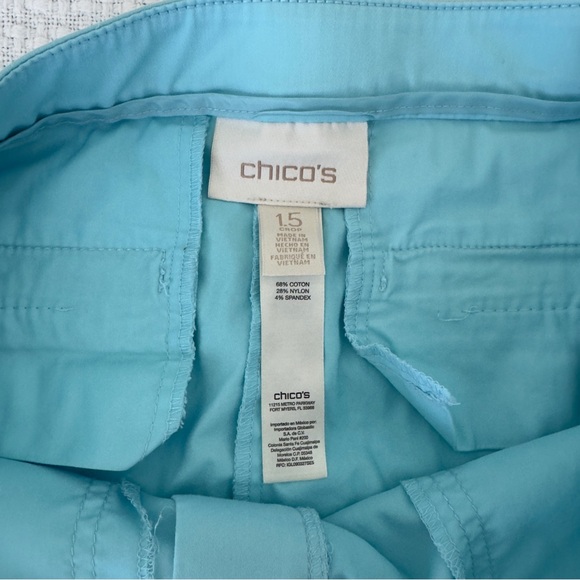 Chicos Light Blue Crop Ankle Roll Cuff Pants Women’s 10 Medium High Rise - Picture 6 of 7
